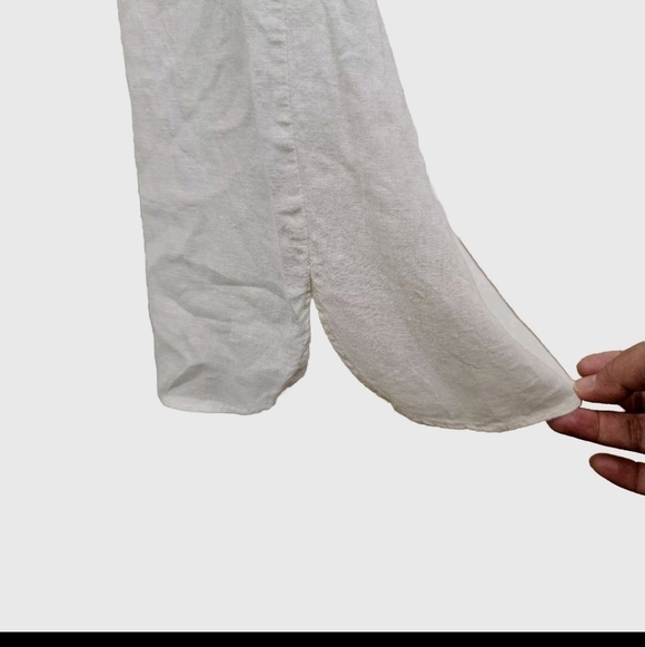 Audrey 3+1 Linen Blend Boho Wide Leg Off Shoulder Ruffle Ivory White Jumpsuit, S - Picture 13 of 15